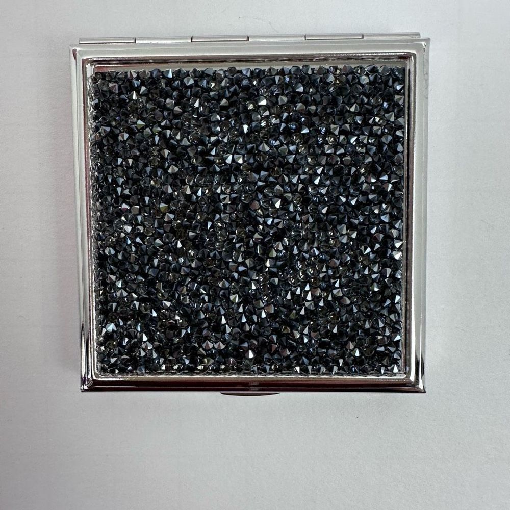 Swarovski‎ Crystals Compact Mirror Double Side Square Black Silver